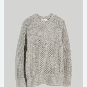 Madewell Cableknit Fisherman Sweater Merino Wool Alpaca Blend Sz M Gray